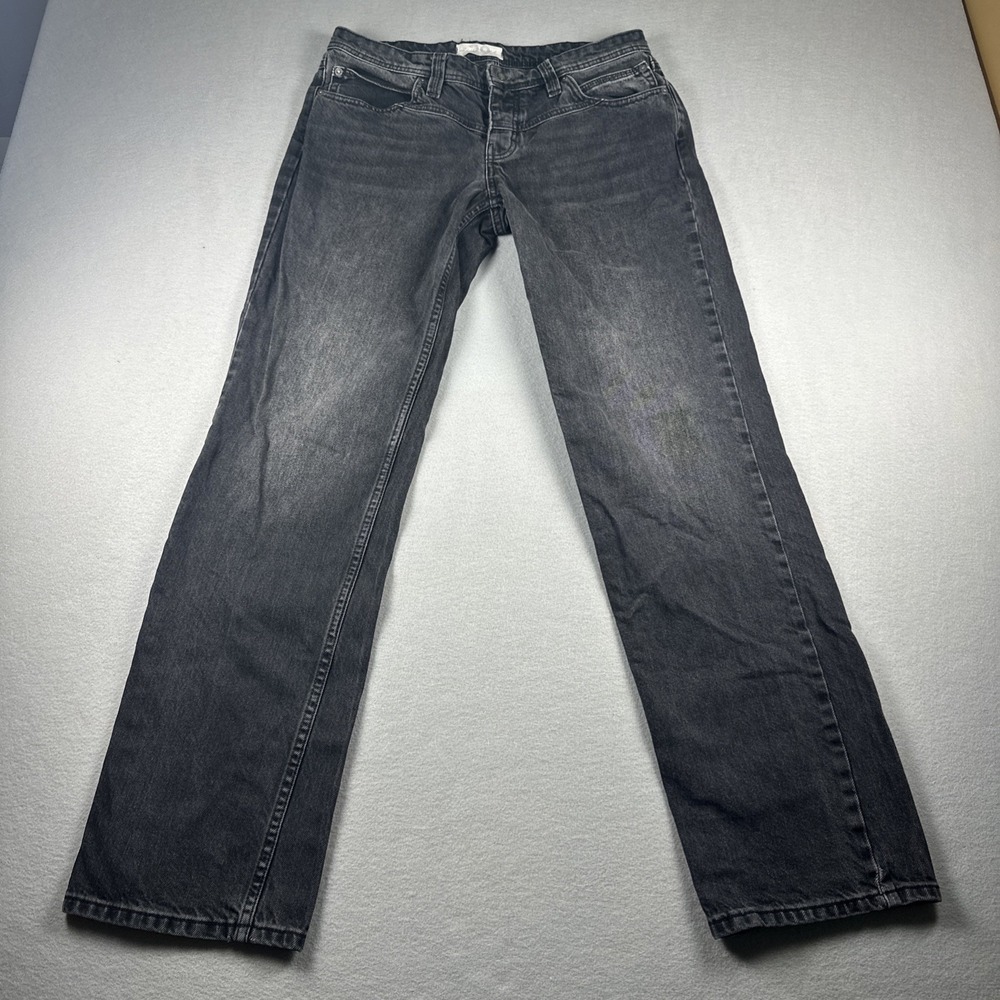 We The Free Jeans Women 29 Gray Button Fly Straight Leg Mid-Rise Denim